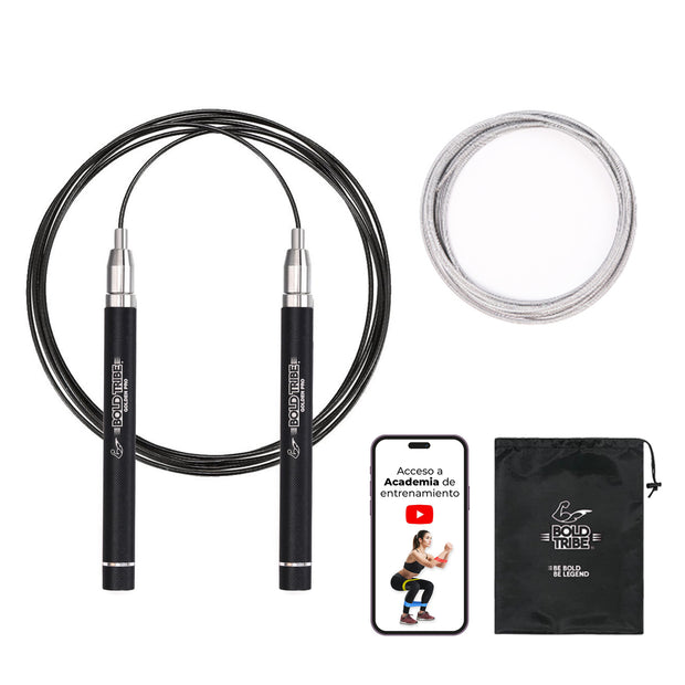 Cuerda para saltar con balero metálico cuerda para saltar golden pro de bold tribe speed rope comba de salto auto ajuste self lock
