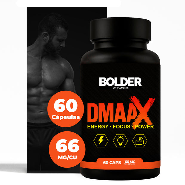 DMAA X | Preentrenador Quemador Extremo | 60 Cápsulas 60 Servicios 66mg | Bolder