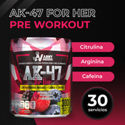 AK-47 For Her | Pre Workout Suplemento Alimenticio 2 en 1 | 30 Servicios