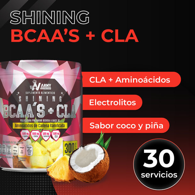 Shining Aminoácidos | BCAA + CLA Ratio 10:1:1 | 30 Servicios