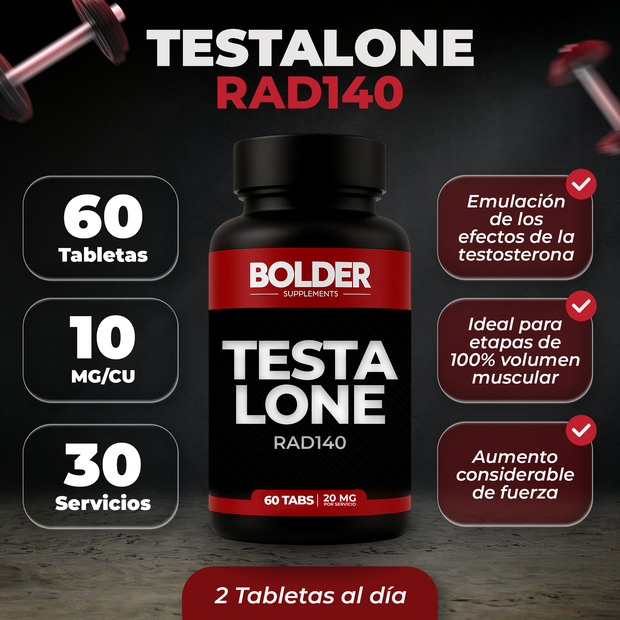 Testalone RAD-140 | Precursor Testo Fuerza Volumen | 60 Tabletas 30 Servicios 20mg | Bolder