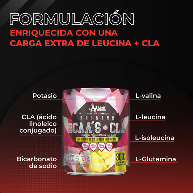 Shining Aminoácidos | BCAA + CLA Ratio 10:1:1 | 30 Servicios
