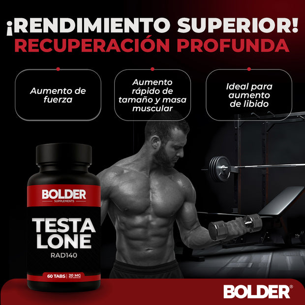 Testalone RAD-140 | Precursor Testo Fuerza Volumen | 60 Tabletas 30 Servicios 20mg | Bolder