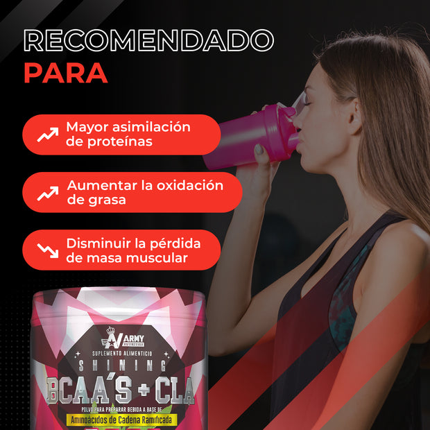 Shining Aminoácidos | BCAA + CLA Ratio 10:1:1 | 30 Servicios