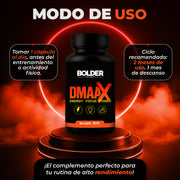 DMAA X | Preentrenador Quemador Extremo | 60 Cápsulas 60 Servicios 66mg | Bolder