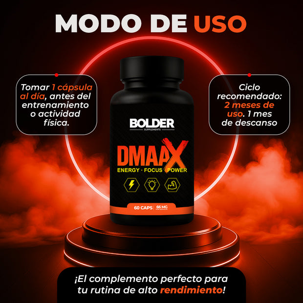 DMAA X | Preentrenador Quemador Extremo | 60 Cápsulas 60 Servicios 66mg | Bolder