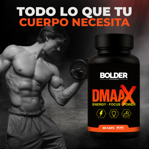 DMAA X | Preentrenador Quemador Extremo | 60 Cápsulas 60 Servicios 66mg | Bolder