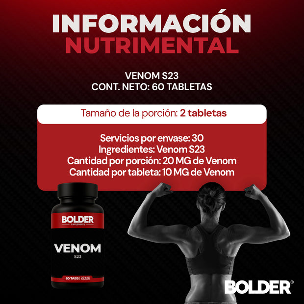 Venom S23 | Definición Extrema | 60 Tabletas 30 Servicios 20mg | Bolder