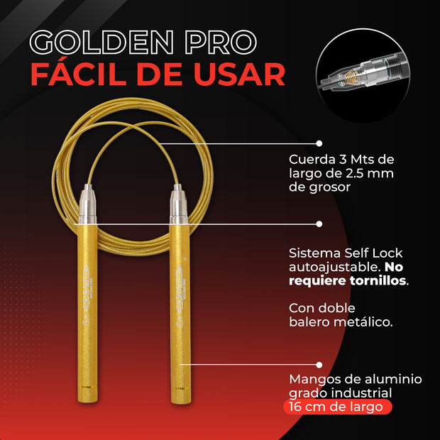 Cuerda para saltar con balero metálico cuerda para saltar golden pro de bold tribe speed rope comba de salto auto ajuste self lock