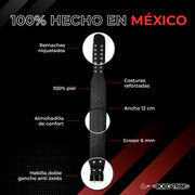 Cinturón Powerlifting Faja Gym Levantar Pesas Cinto Piel 6mm