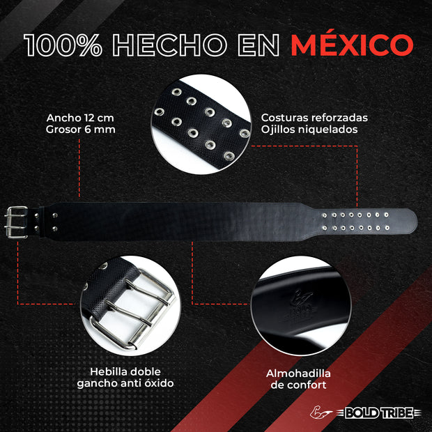 Cinturón Powerlifting Faja Gym Levantar Pesas Cinto Piel 6mm