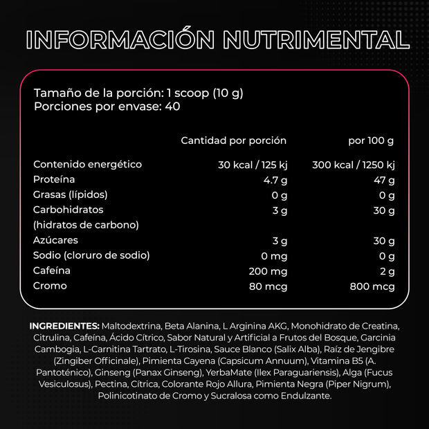AK-47 For Her | Pre Workout Suplemento Alimenticio 2 en 1 | 30 Servicios
