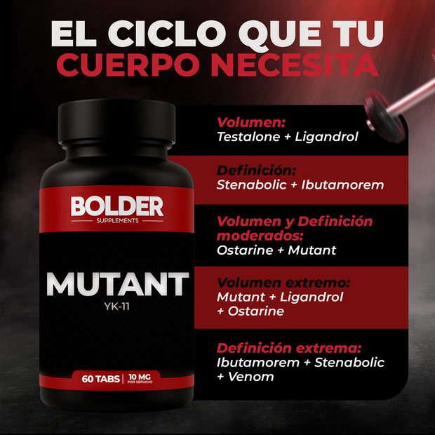 Mutant YK-11 | Masa Muscular Fuerza | 60 Tabletas 30 Servicios 10mg | Bolder