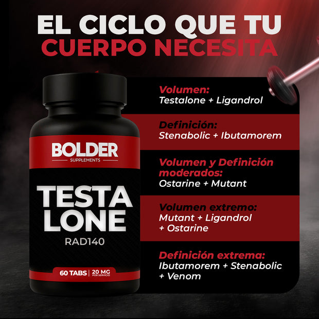 Testalone RAD-140 | Precursor Testo Fuerza Volumen | 60 Tabletas 30 Servicios 20mg | Bolder