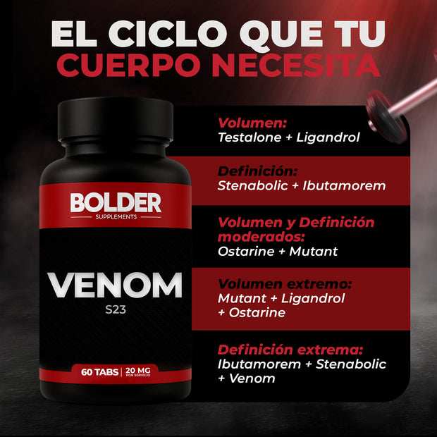 Venom S23 | Definición Extrema | 60 Tabletas 30 Servicios 20mg | Bolder