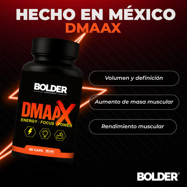 DMAA X | Preentrenador Quemador Extremo | 60 Cápsulas 60 Servicios 66mg | Bolder