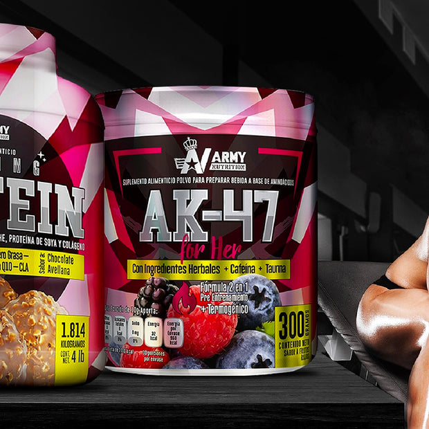 AK-47 For Her | Pre Workout Suplemento Alimenticio 2 en 1 30 Servicios