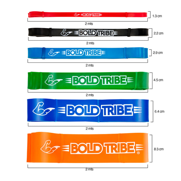 Liga de resistencia Bold Tribe para estirar, entrenar y fortalecer. Liga de resistencia para pull ups, cada liga tiene una diferente resistencia.