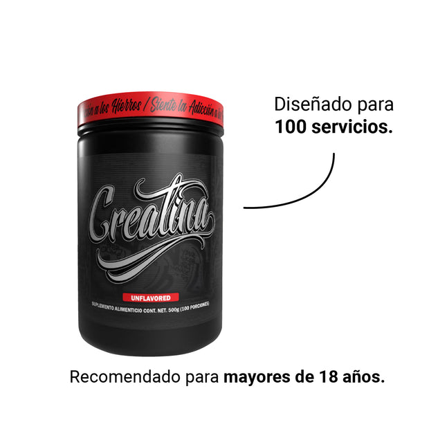 Creatina Monohidratada 100% Pura 500g 100 Servicios Premium