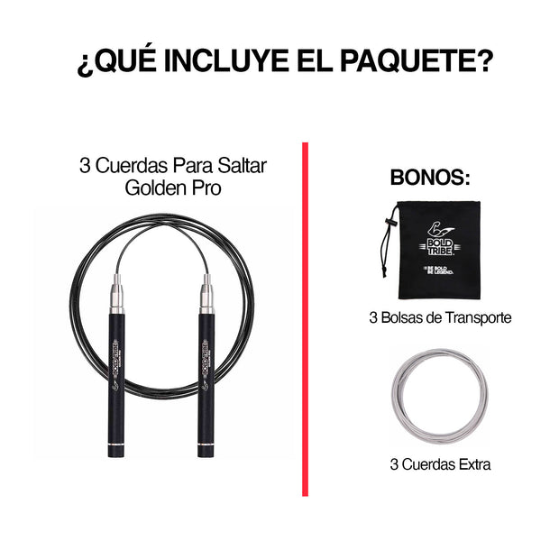 Golden Pro - La Cuerda de Saltar #1 Para Double Unders Mangos de Aluminio Tecnología Self Lock