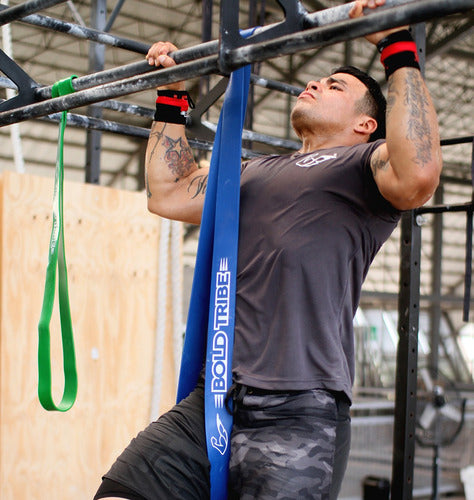 2 Ligas Bandas Resistencia Crossfit Pull Ups Azul #5 Con Mini Bandas