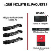 Set 3 Ligas Bandas Resistencia Negras #3 Calistenia
