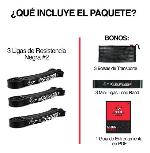 Set 3 Ligas Bandas Resistencia Negras #3 Calistenia