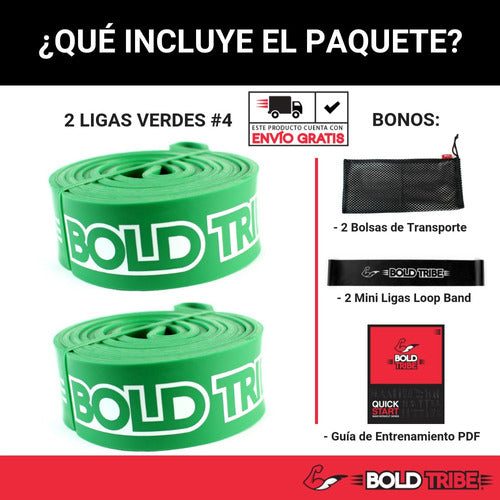 2 Ligas Bandas Resistencia Crossfit Pull Ups Verde #4