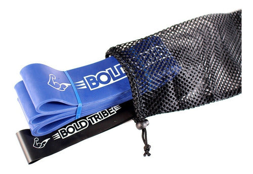 2 Ligas Bandas Resistencia Crossfit Pull Ups Azul #5 Con Mini Bandas