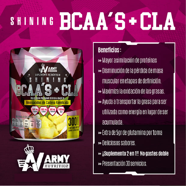 Shining Aminoácidos | BCAA + CLA Ratio 10:1:1 30 Servicios