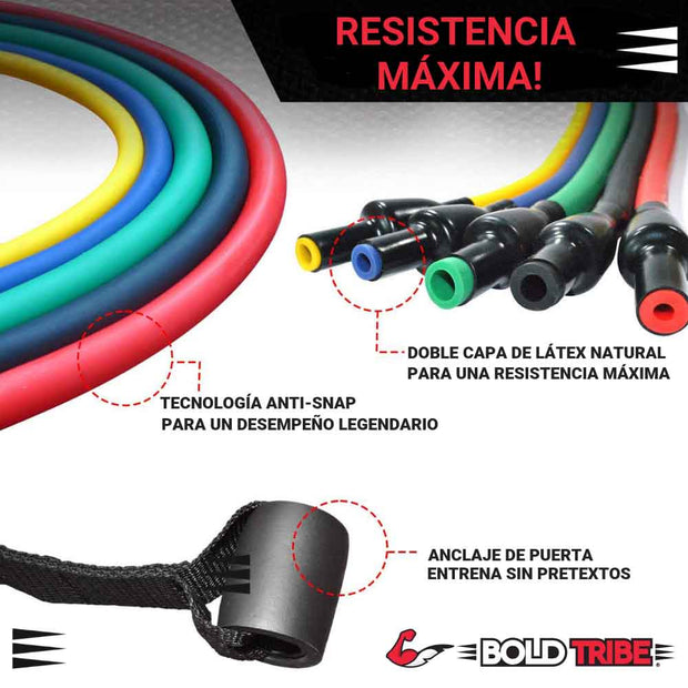 Set 19 Ligas de Resistencia Tubulares + 5 Mini Bandas